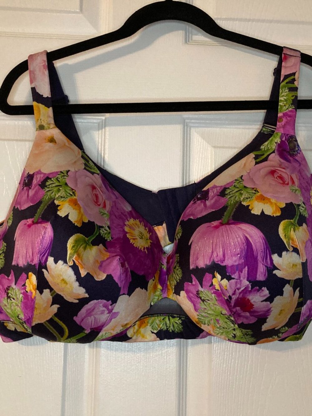 Cacique Purple Floral Comfort Bliss Lightly Lined Full Coverage Bra - Size 48DD
